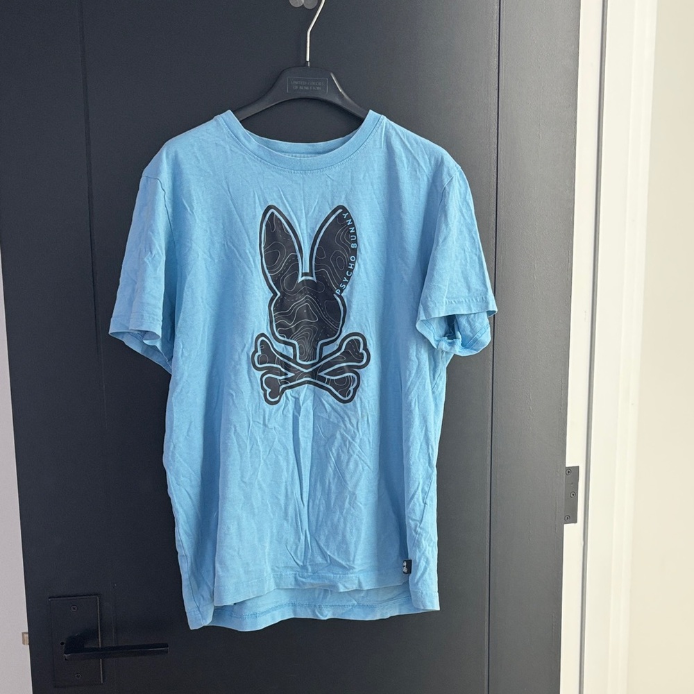 Psycho Bunny Light Blue Short Sleeve Tee with Black Bunny Logo